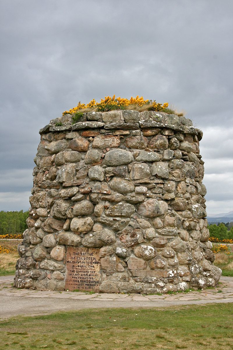 The Culloden battlefield memorial cairn