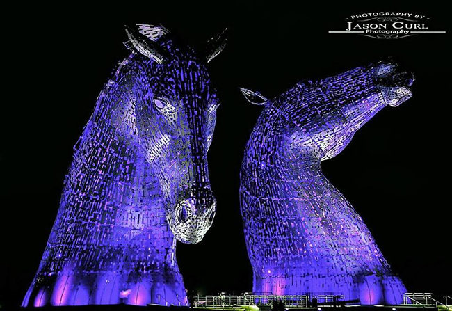 The Kelpies have previously turned purple for World Pancreatic Cancer Awareness Day