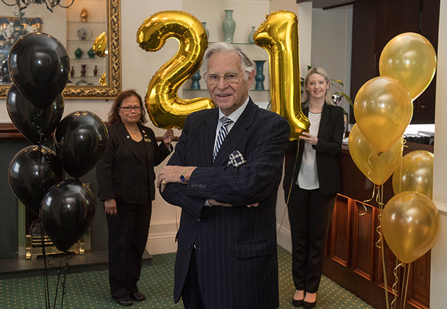 Founder and chair of Skene House, Charles P Skene, with head housekeeper Marilou Scott and assistant manager Susan Aitken 