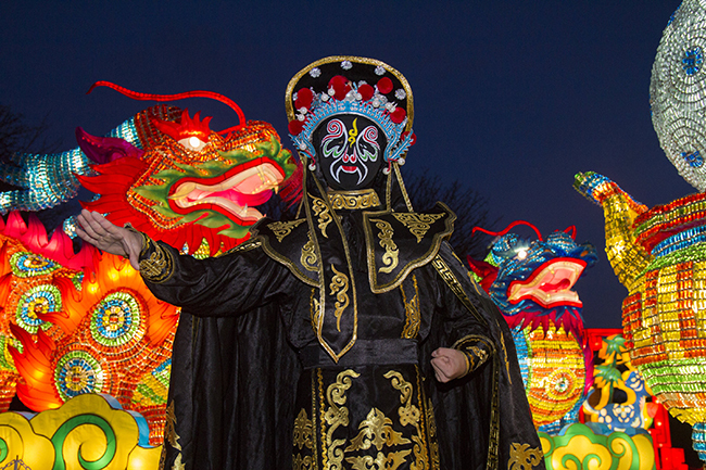 A Face Changer at the Giant Lanterns of China 