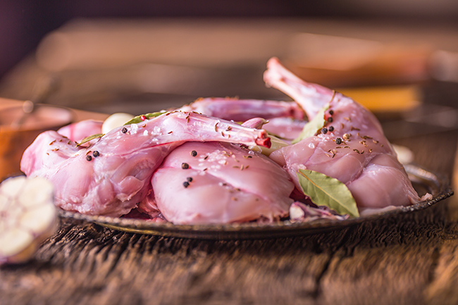 Some skinned and prepared rabbit