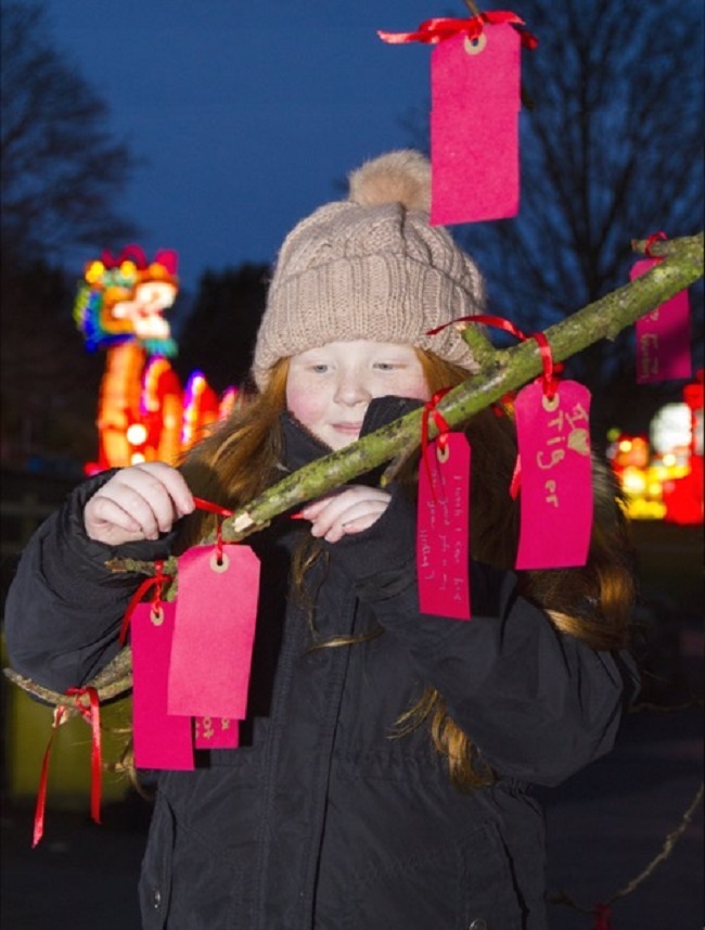 Morven Meikle, age 6, from Broughton, makes a New Year wish at Edinburgh Zoo