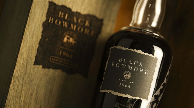 The 30 year old bottle of second edition Black Bowmore single malt whisky, bought for £11,900