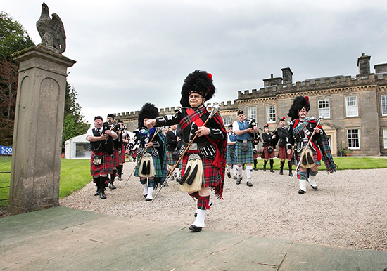 Pipers parading at Castle Gordon