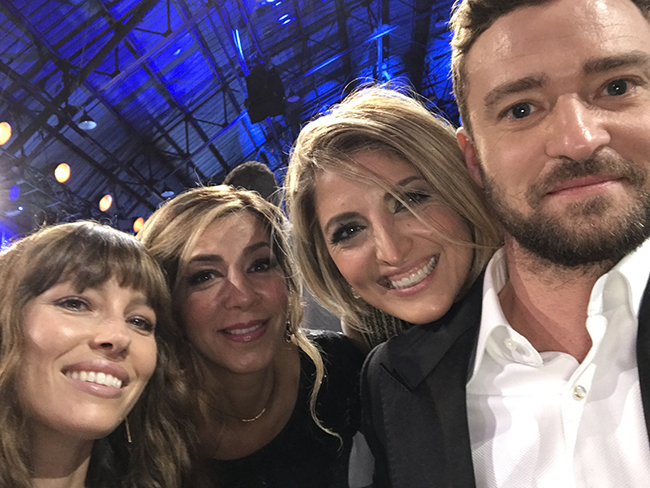 CEO of Duncan Taylor Scotch Whisky Moji Shand (second from right) with Justin Timberlake and Jessica Biel at last year’s awards, with Moji's friend  Zamani Tauvaa