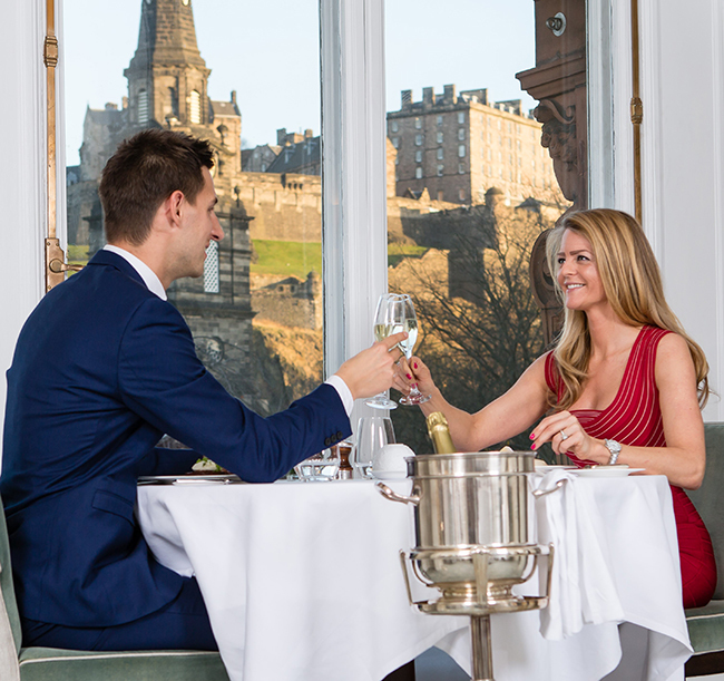 The Pompadour by Galvin at the Waldorf Astoria Edinburgh - The Caledonian, with views of Edinburgh Castle