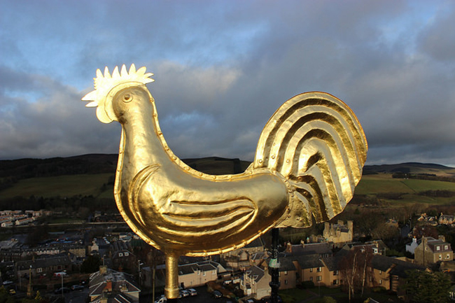 The weather vane is back on top of Selkirk's Sir Walter Scott Courthouse