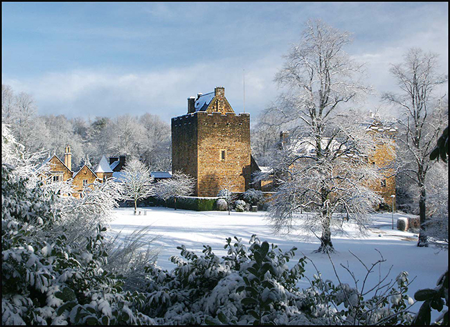 Beautiful Dean Castle, near Kilmarnock, in the snow