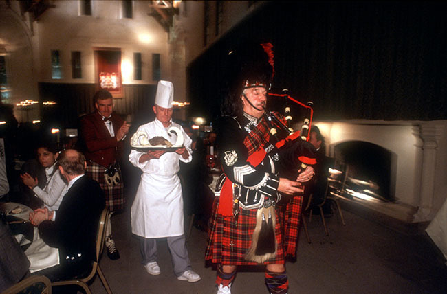 Piping in the haggis at a Burns Supper is a fine old Scots tradition