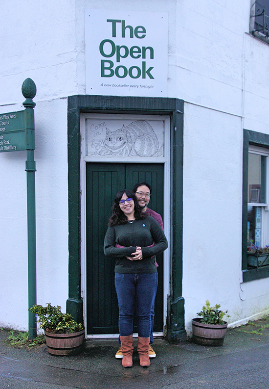Stephanie Mlot and Neil Chue Hong became engaged in Wigtown's The Open Book second-hand bookshop