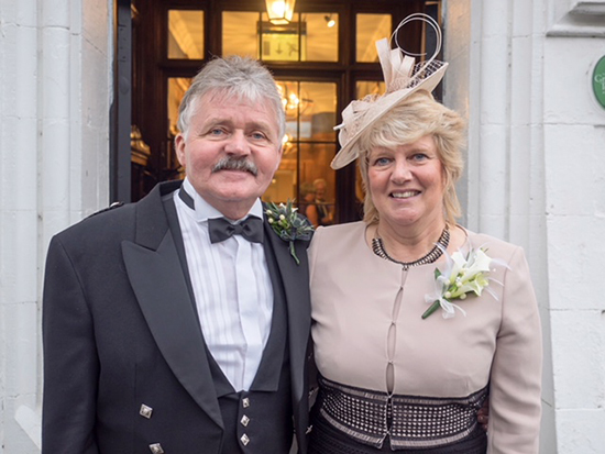 Ken and Anne Gunn at their wedding in Skeabost House Hotel