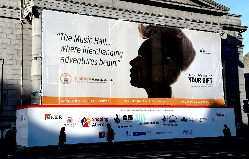 Emeli Sande's image features on the Music Hall as it is revamped
