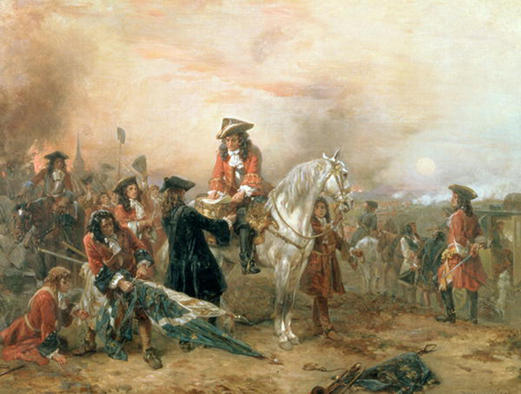 The Duke of Marlborough signing despatches in Blenheim,Bavaria, in 1704