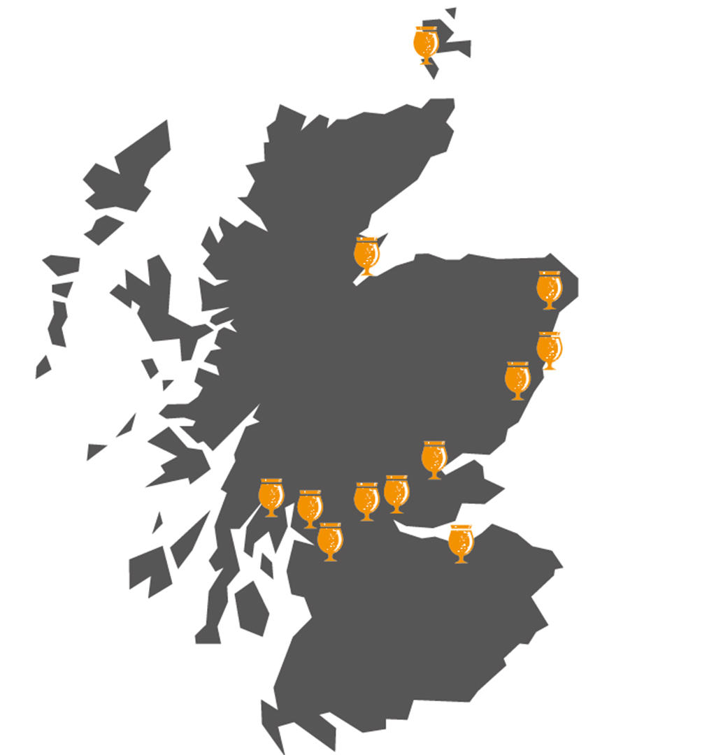 Lidl's beer map of Scotland, showing where its craft ales are coming from