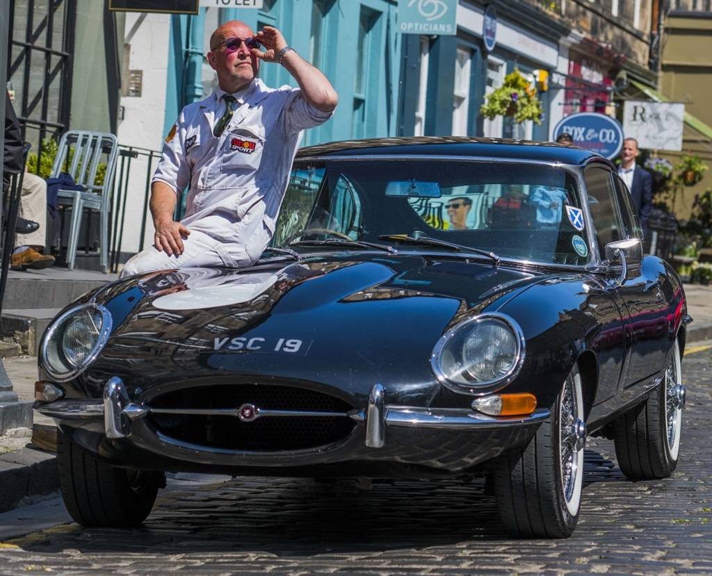 A beautiful E-Type Jaguar in Edinburgh's William Street