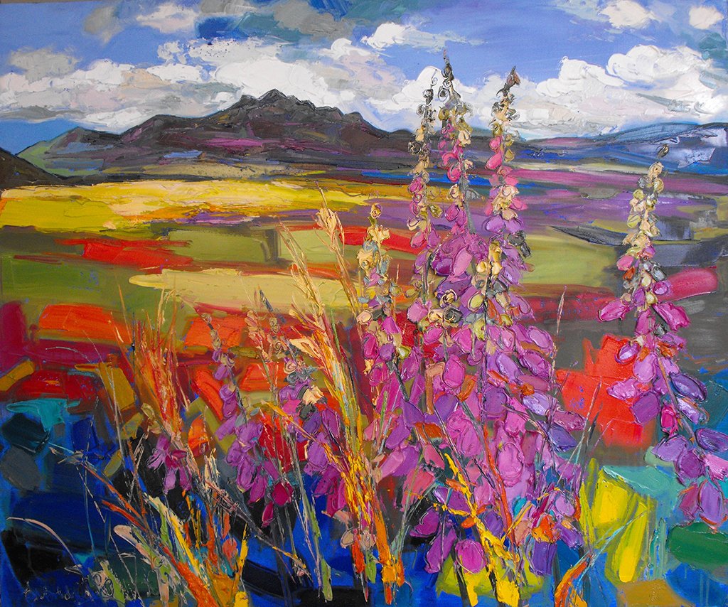 Foxgloves with Ben Loyal, Sutherland, by Judith Bridgland