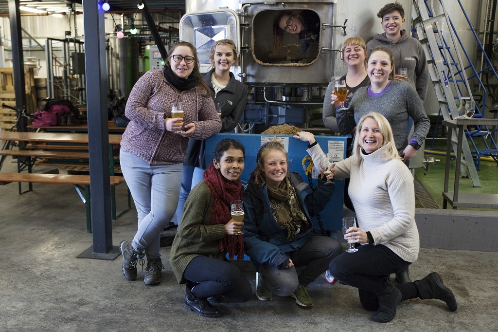 Heriot-Watt brewing students and tutor, Rachel Sutherland