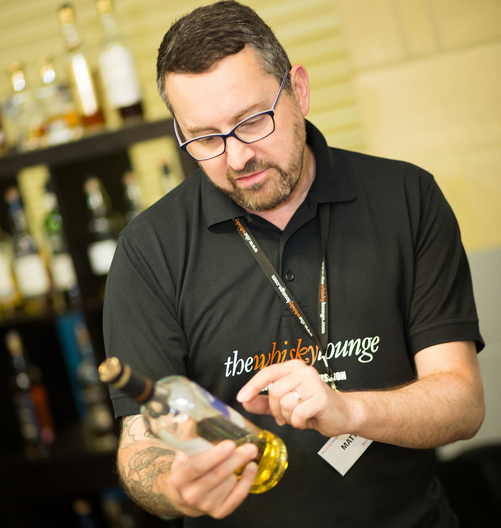 Matt from The Whisky Lounge sets up for the Edinburgh Whisky Festival