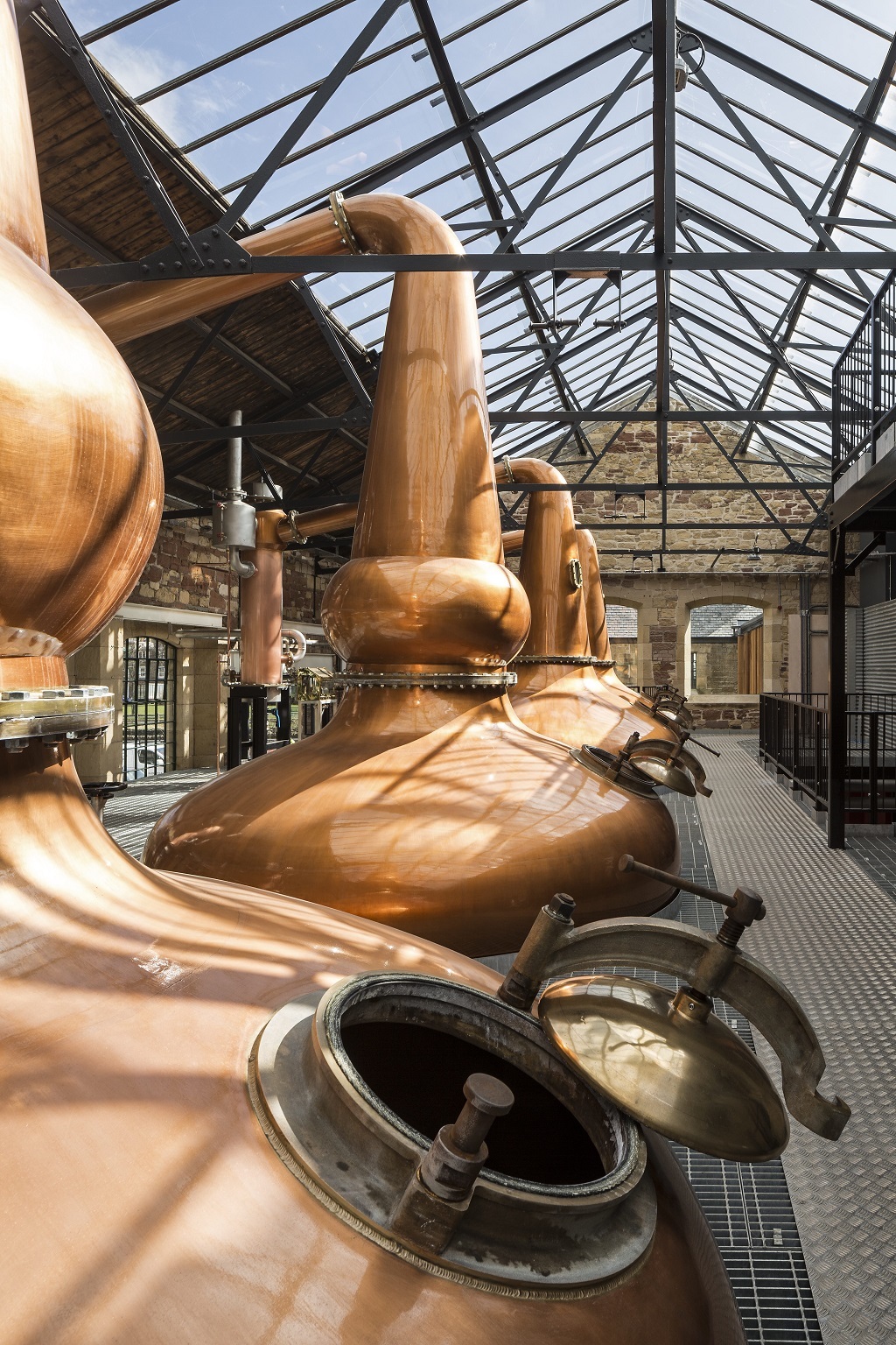 Inside the still hall at the Borders Distillery