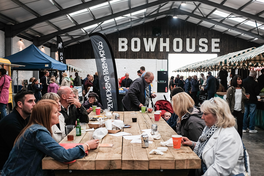Bowhouse visitors enjoy the street food area