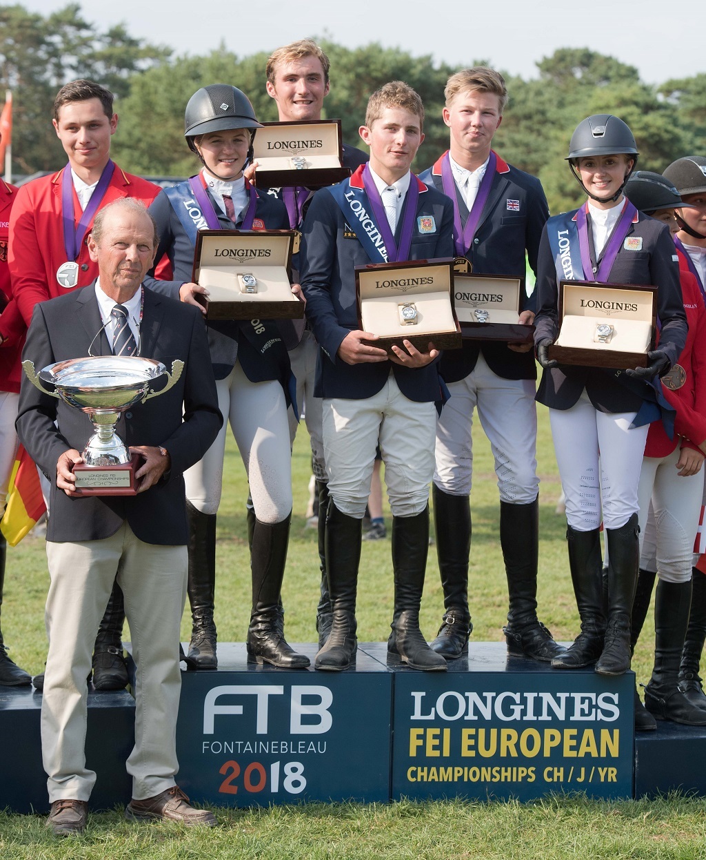Team NAF Young Riders who won team gold (from left) Chef d'Equipe Tony Newbery, Georgia Tame, Will Fletcher, Graham Babes, Harry Charles and Amy Inglis