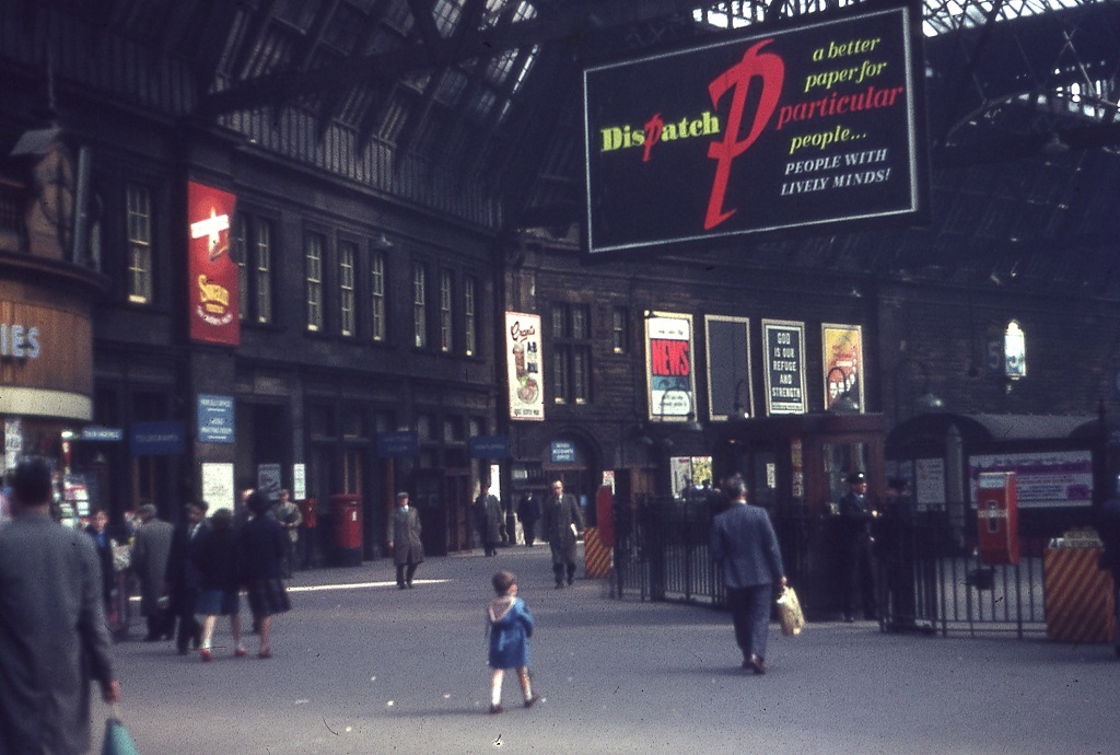 A rare colour photo showing inside the Caledonian, in its former life as a train station