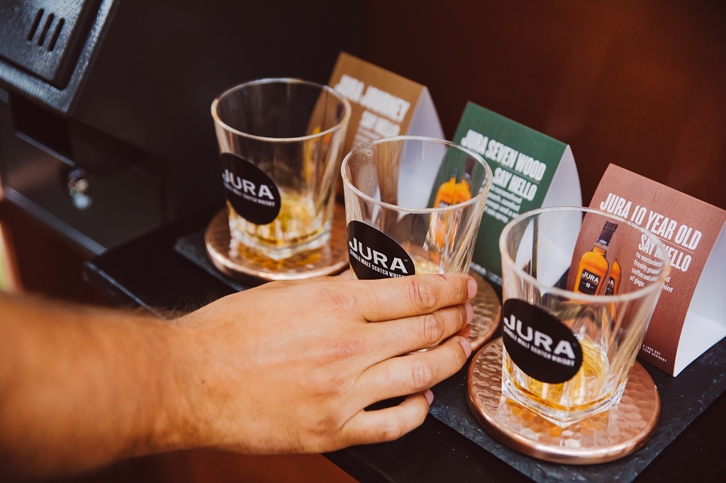 Visitors to The Arches in Glasgow can try a Jura whisky for themselves, and learn about it over the phone from a local