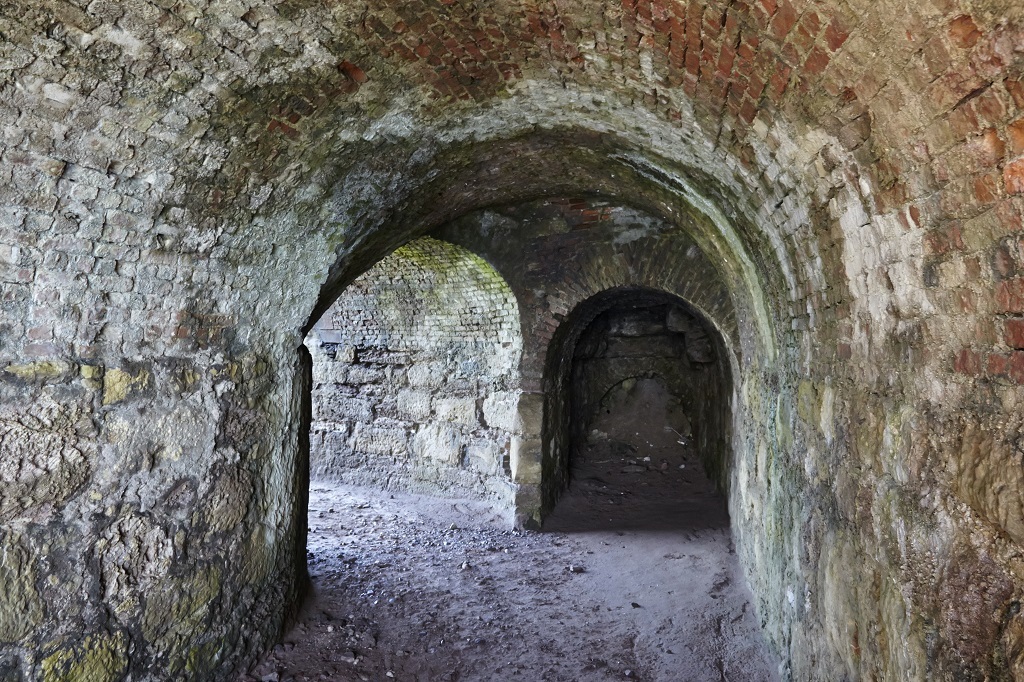 Inside one of the remaining lime kilns