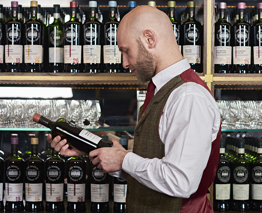 The Scotch Malt Whisky Society has a fully stocked bar