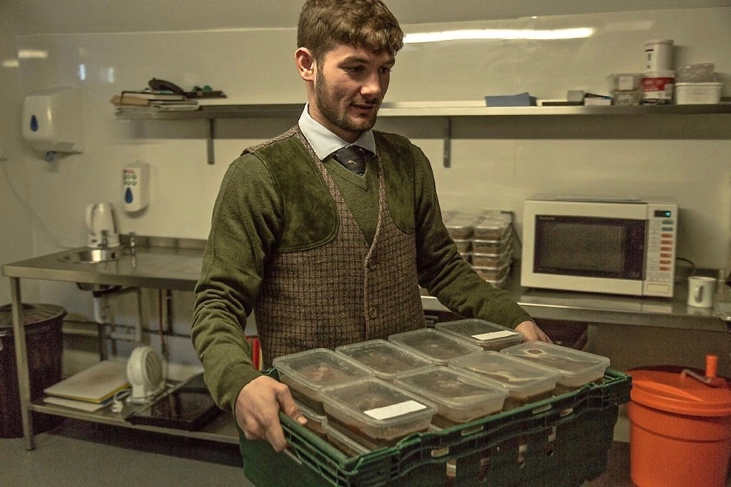 Angus Gamekeeper Dominic Simpson collects the festive game dishes for distribution to the charities