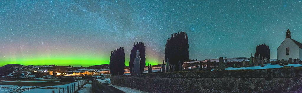 The Aurora Borealis over St Callan's Kirk in Rogart (Photo: Chris Cogan)