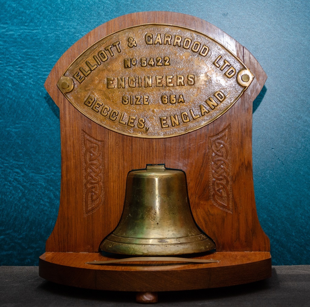 The ship's bell and engine plate recovered from the vicinity of the Iolaire