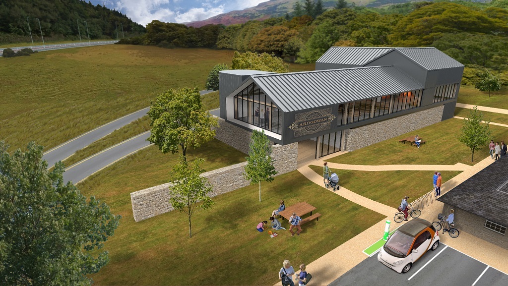 An exterior shot of Ardgowan Whisky Distillery visualised on its planned site near the Ardgowan Estate. 
(Image: Tom Barnett) 