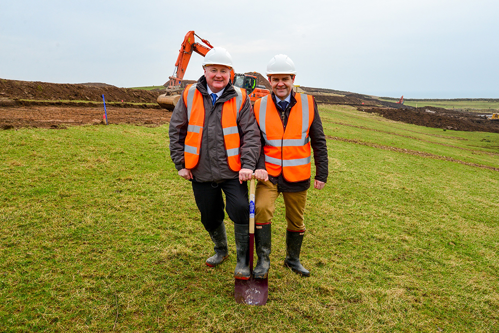 Master distiller James MacTaggart and Euan Mitchell, managing director of the Isle of Arran Distillery, on the site of the new distillery