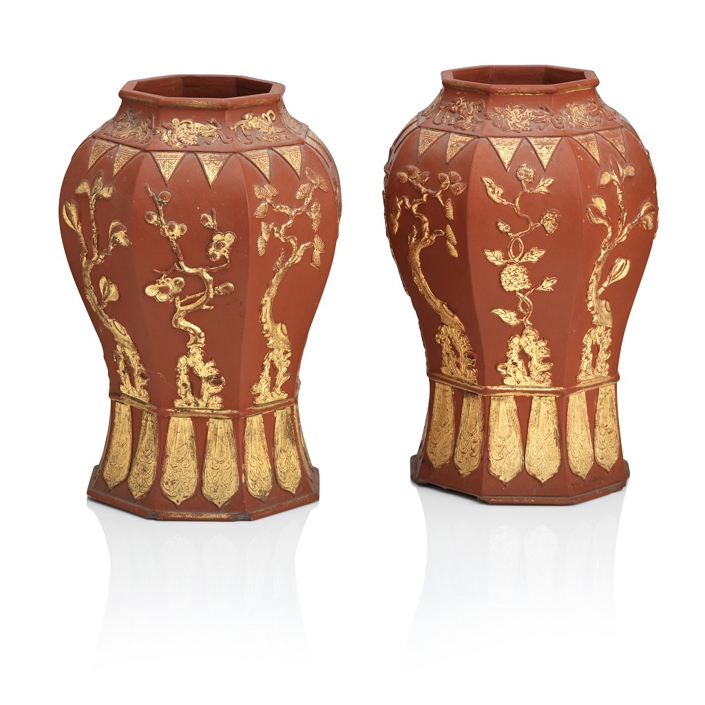 Yixing octagonal vases from around 1700