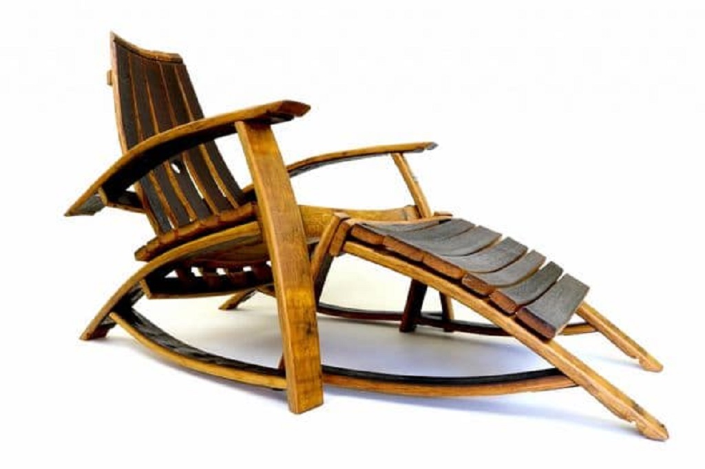 A chair made from a whisky cask