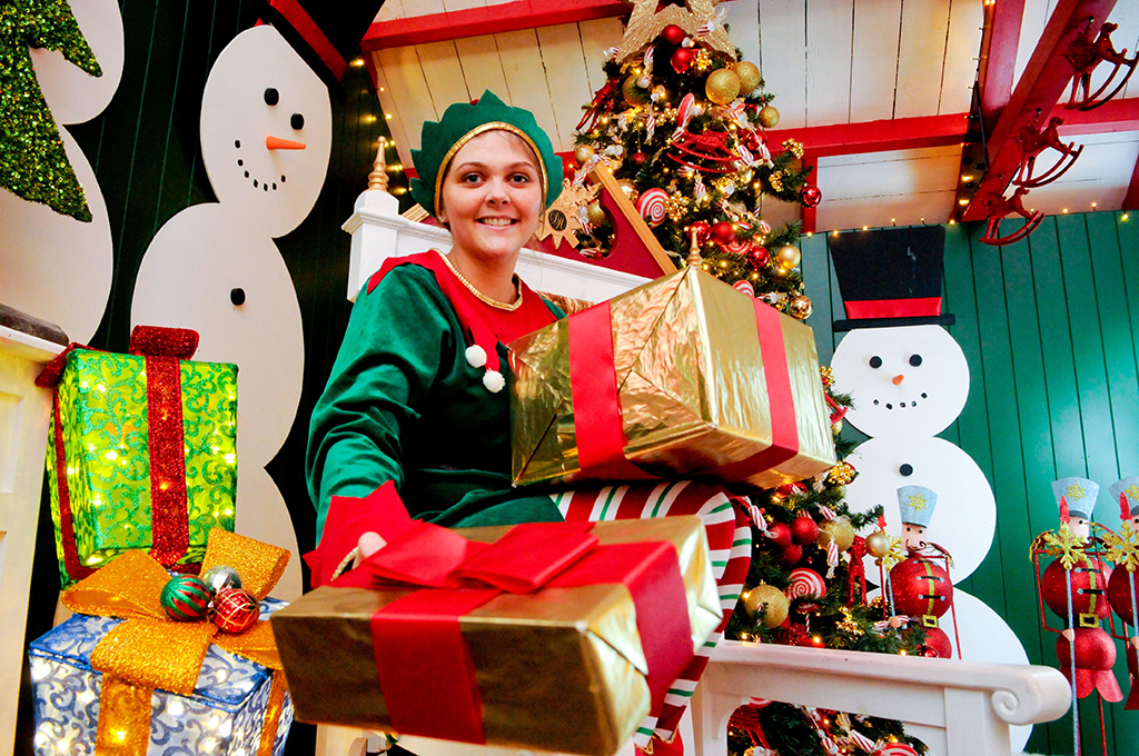 Head elf Gemma Kennedy in Santa's Grotto, at Dumfries House 