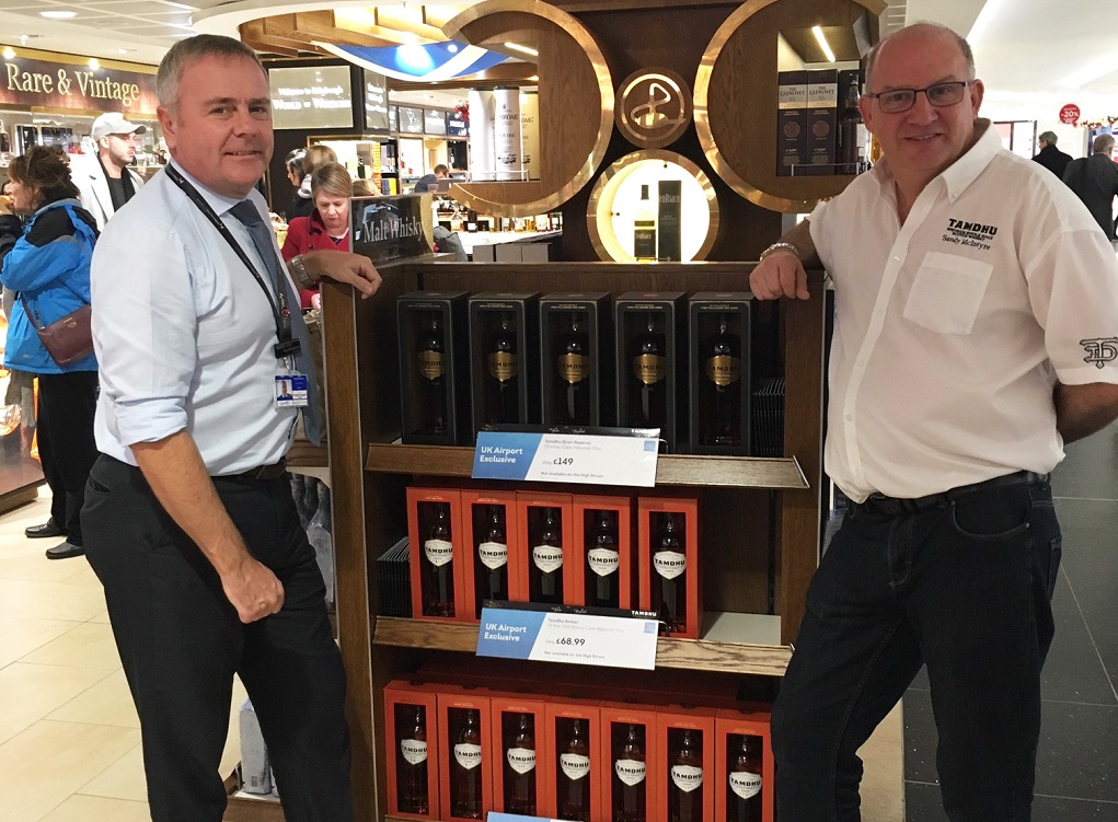David Robertson, Dufry Edinburgh store manager, left, and Sandy McIntyre, Tamdhu Distillery manager