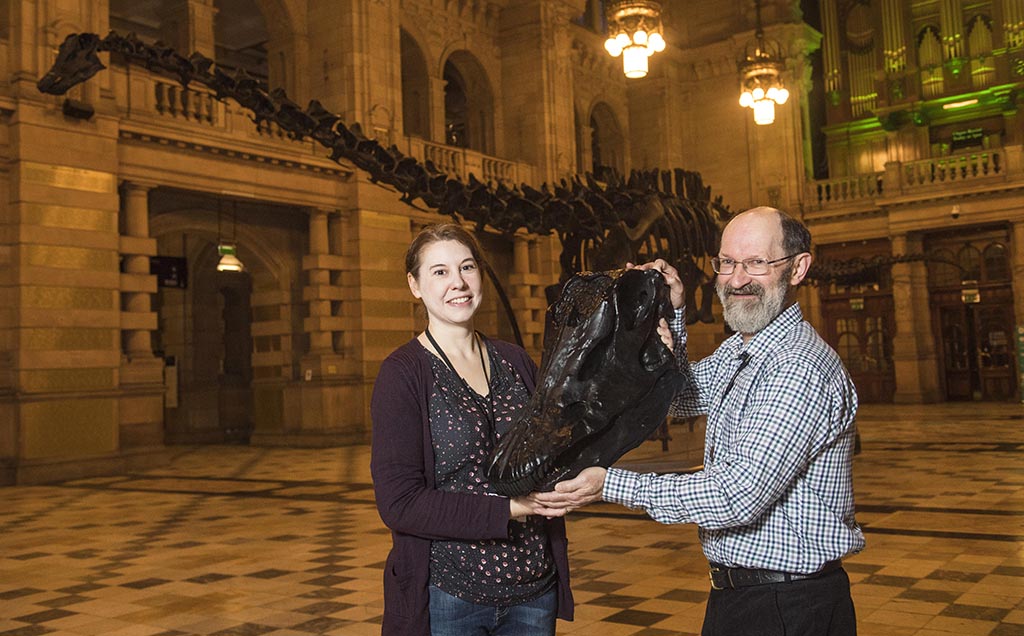 Ann Ainsworth, Curator of Geology (L) and Richard Sutcliffe, Research Manager Natural Sciences Glasgow Museums