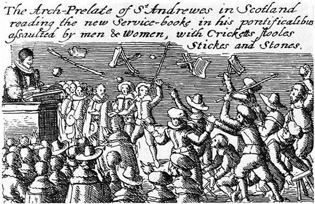 A riot against an Anglican prayer book in 1637