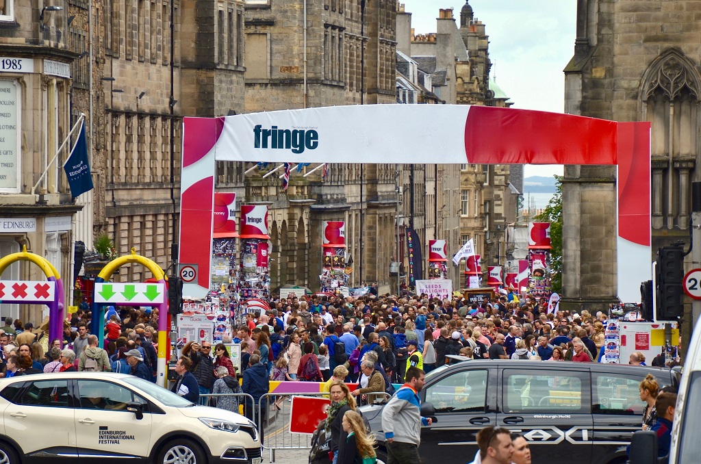 A packed Royal Mile during the Fringe