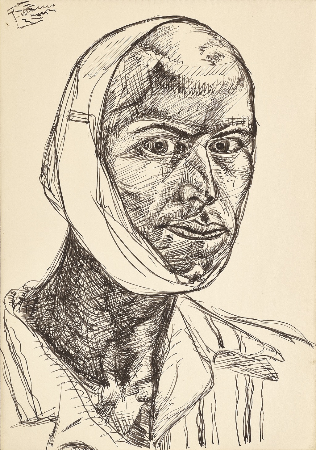 Edwin G. Lucas's Man with Bandaged Head, circa 1943–1944. (Art: Lucas Family Collection Photo: John McKenzie)