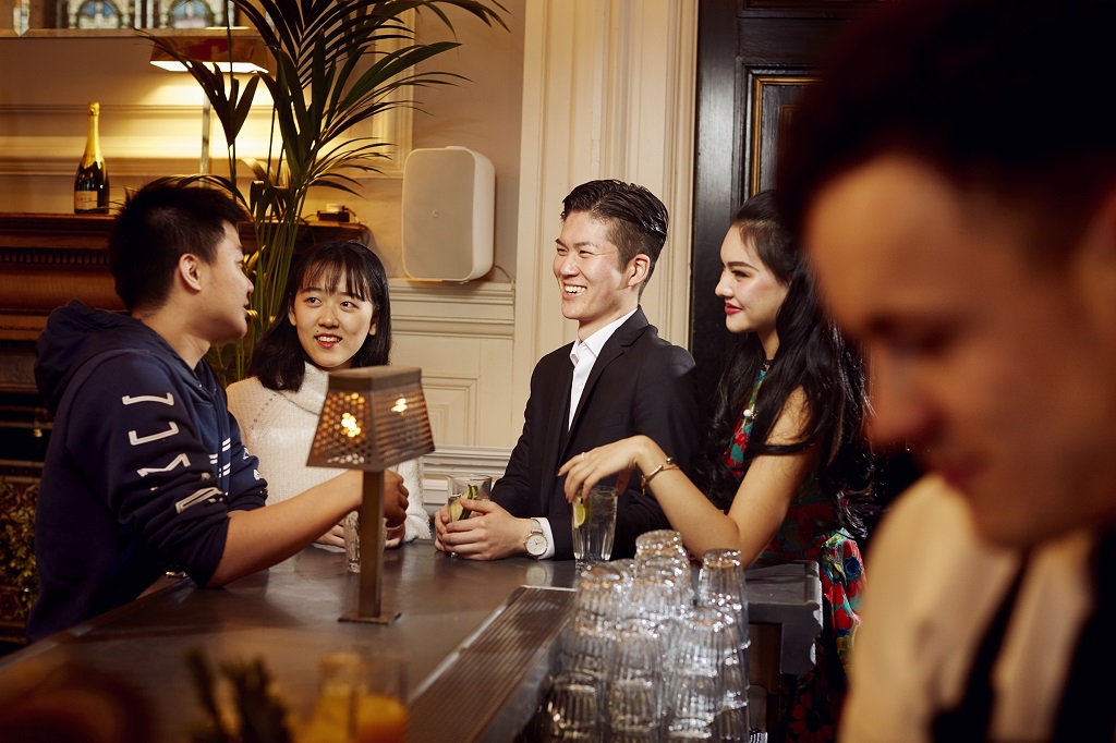 Tourists dine in Hutchesons City Grill, Glasgow.