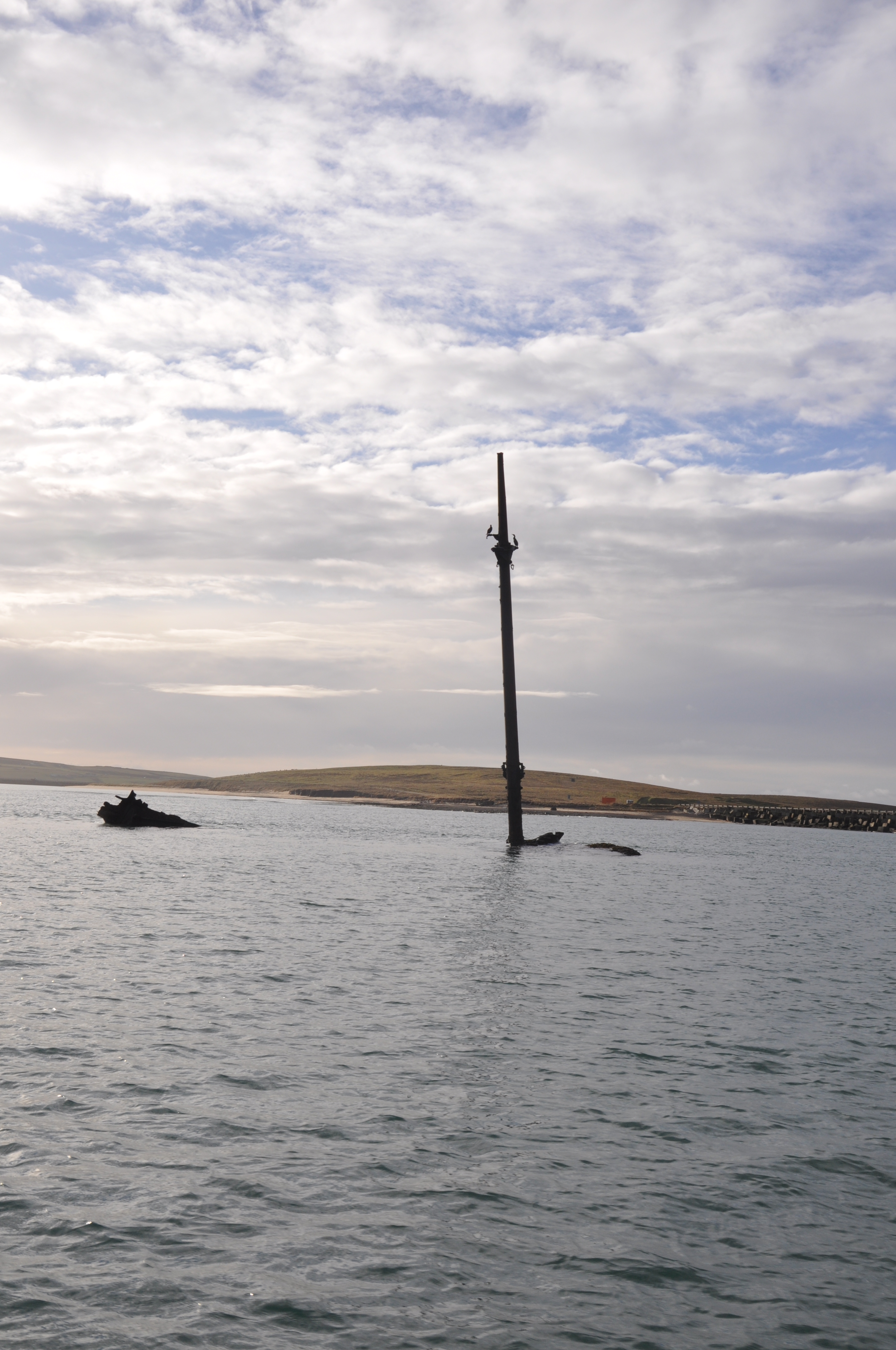 Second World War blockship Emerald Wing at Churchill Barrier 2 (Photo: Scapa Flow 2013 Marine Archaeology Survey / Paul Sharman)