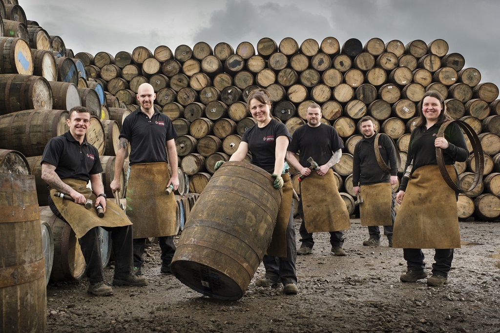 Angela and Kirsty are part of team of 16 coopering apprentices in the Coopering School at Diageo Cambus