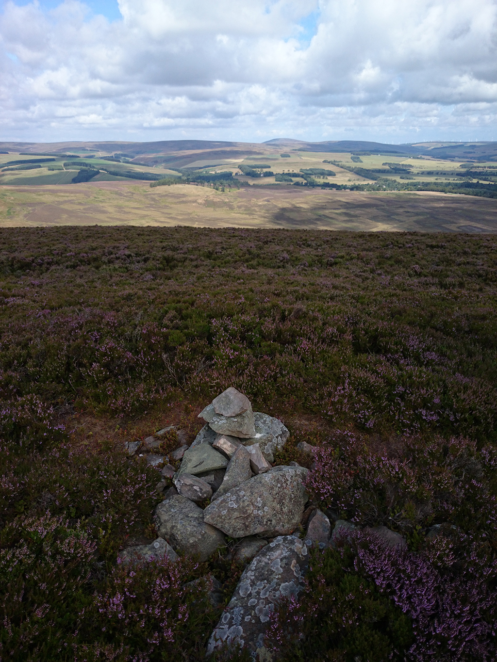 A Cairn on Dirrington Great Hill looking to Cockburn Law, Whiteadder