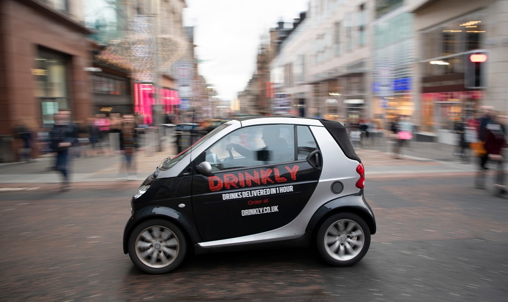 A Drinkly branded vehicle in Glasgow (Photo:  Graeme Hunter)