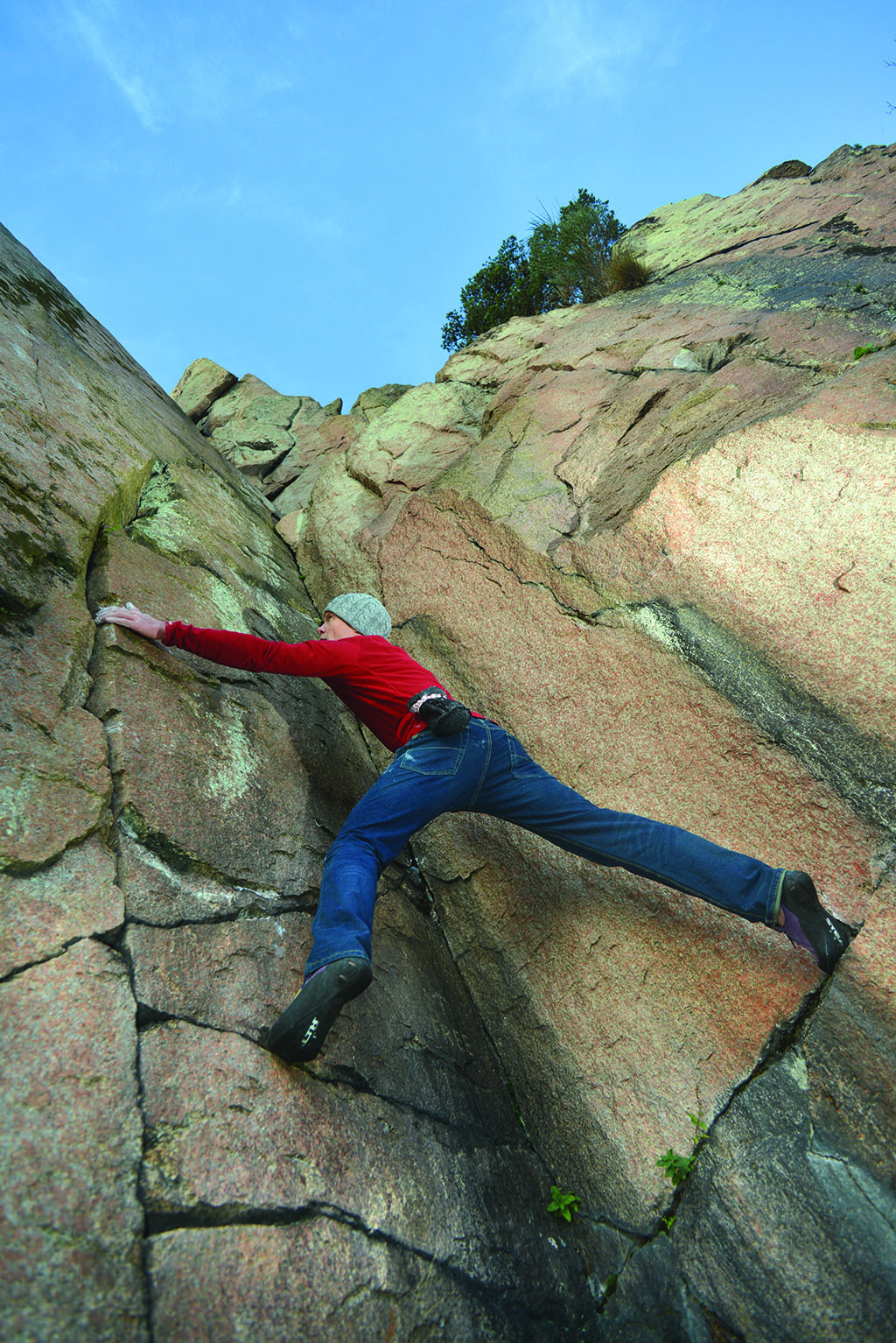Jules Lines indulging in his love of free solo climbing (Photo: Angus Blackburn)