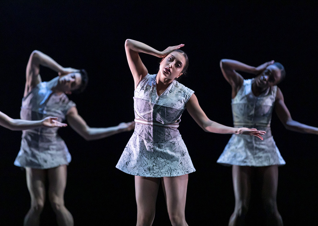 Kayla-Maree Tarantolo in Sophie Laplane's Dextera, part of Scottish Ballet's Spring!. [Credit Andy Ross]