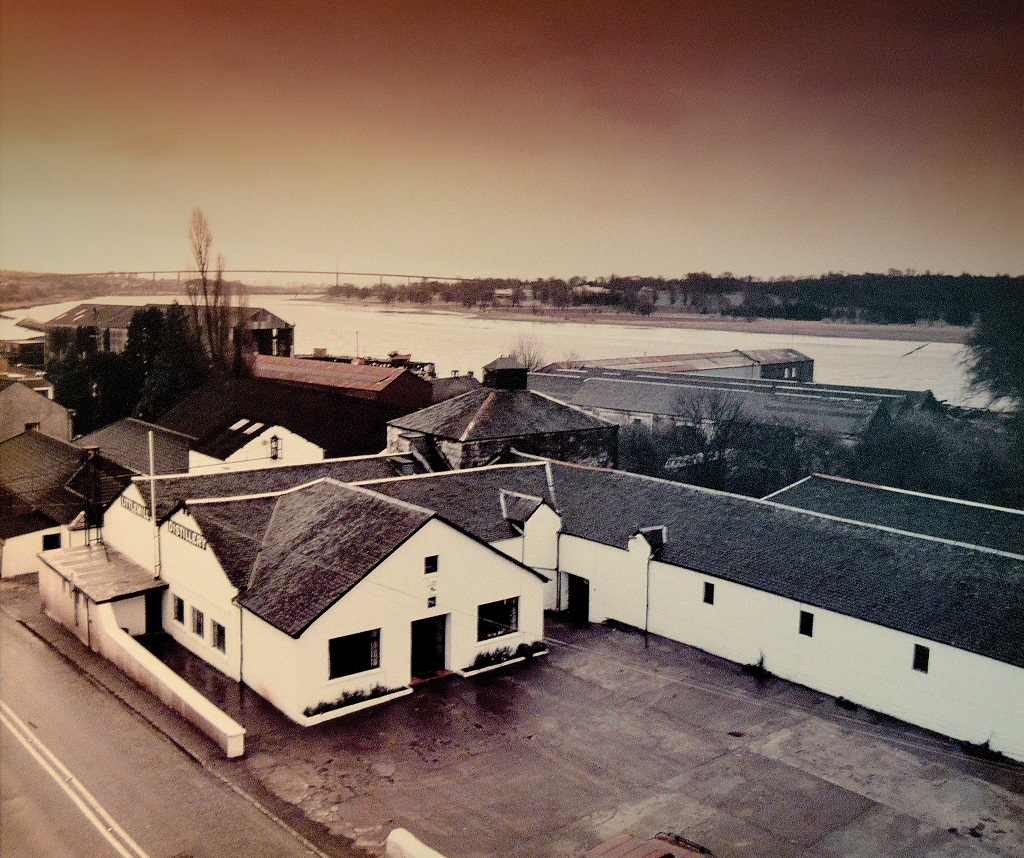 An aerial shot of the now destroyed Littlemill Distillery